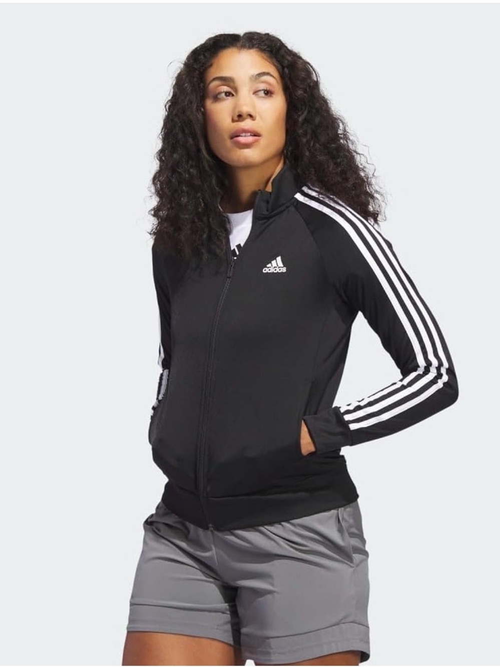 Adidas Black Track Jacket with White 3-Stripes